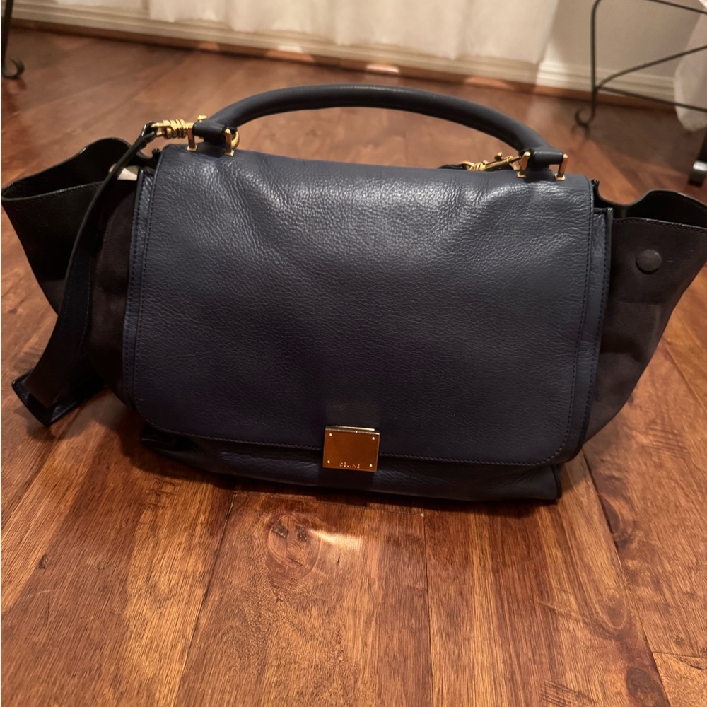 Navy Blue Celine Trapeze handbag